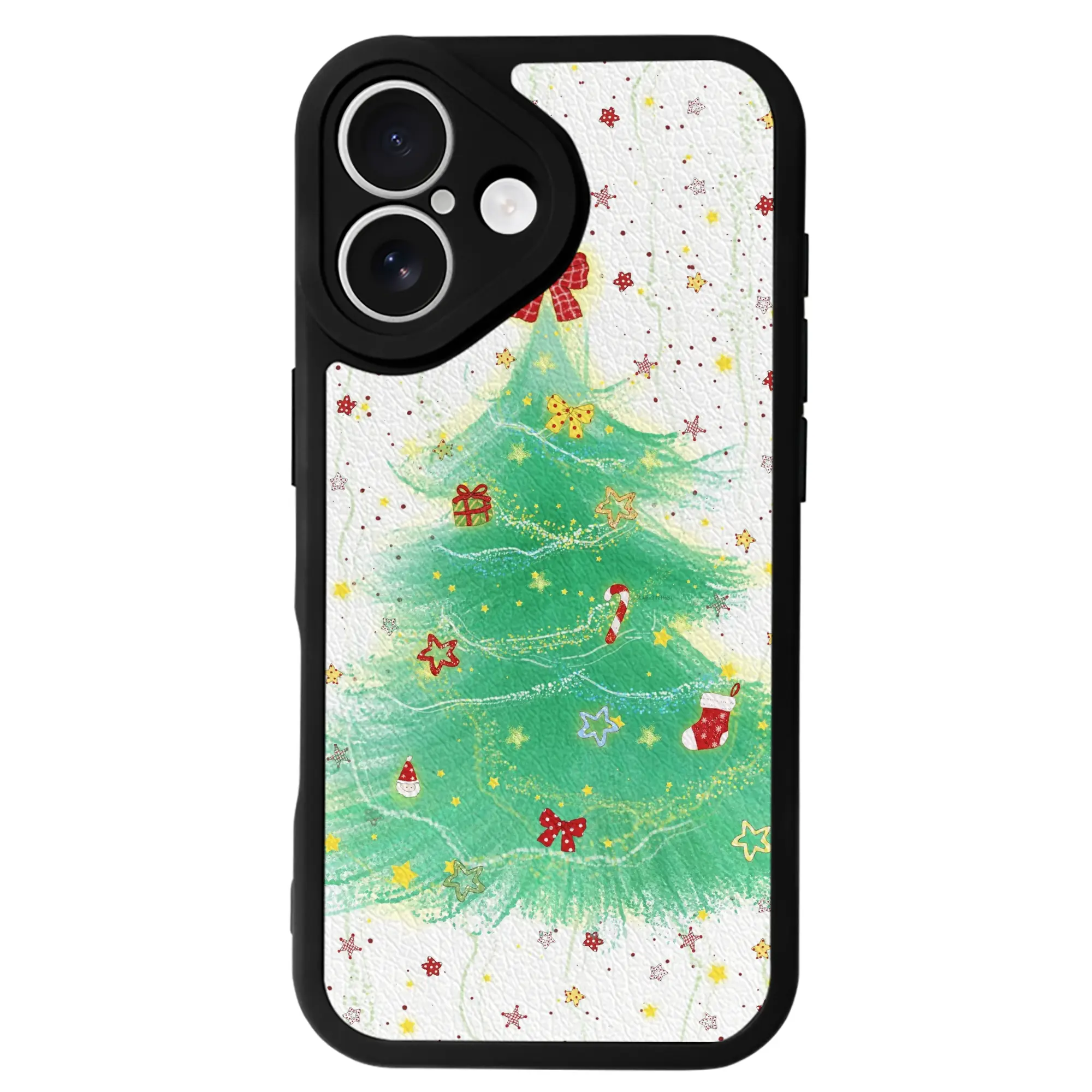 ミニマル緑ツリー｜シンプル派に大人気 - IPhone 16シリーズ対応 ・ シリコンスマホケース ・ レザー調 ・ 高精度フィット ・ 耐衝撃 ・ ワイヤレス充電対応 ・ 精密カット